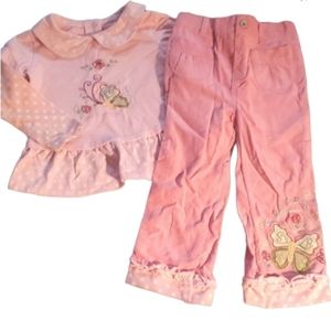 24mth embroidered butterfly Corduroy pant top set